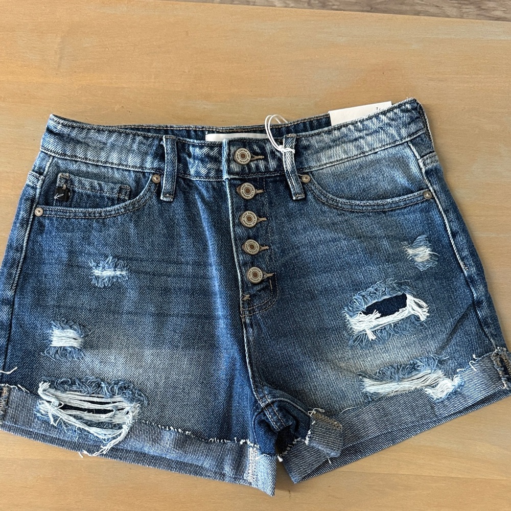 KanCan Blue Distressed Jean Shorts